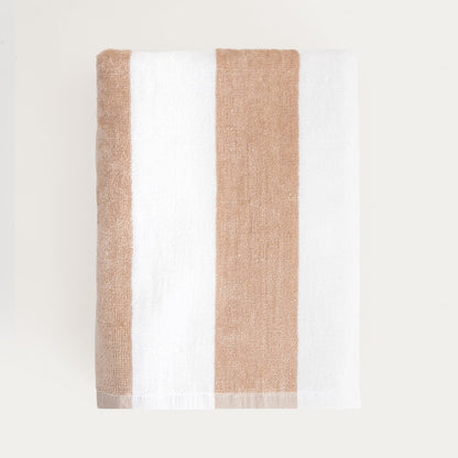 LAWENA White and Beige Striped Cotton Towel 70x130 cm