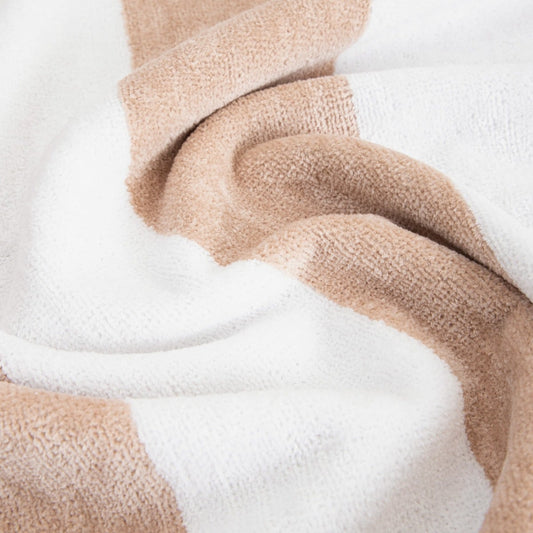 LAWENA White and Beige Striped Cotton Towel 70x130 cm
