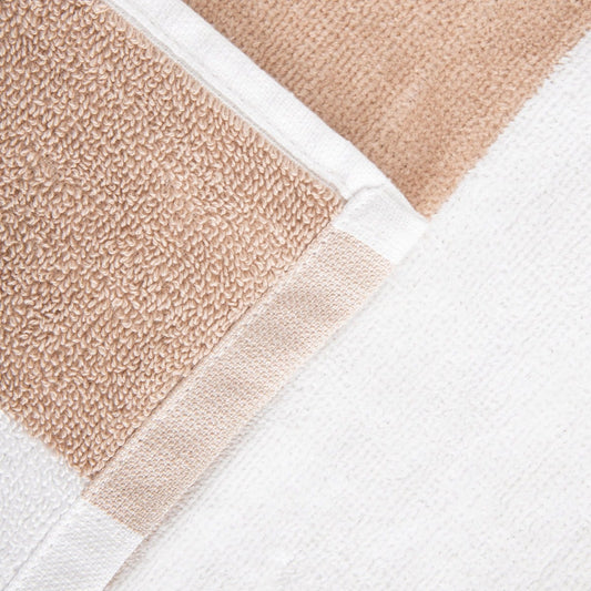 LAWENA White and Beige Striped Cotton Towel 70x130 cm