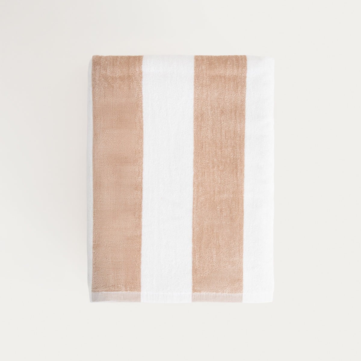LAWENA White and Beige Striped Cotton Towel 100x150 cm