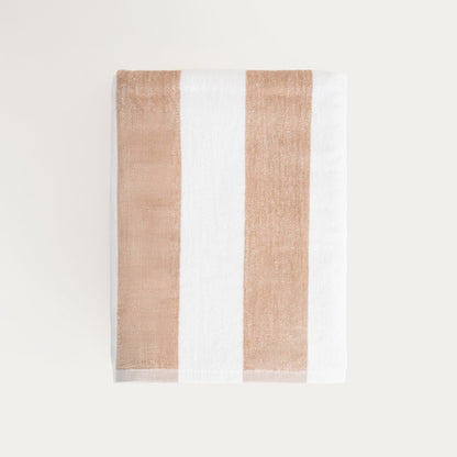 LAWENA White and Beige Striped Cotton Towel 100x150 cm