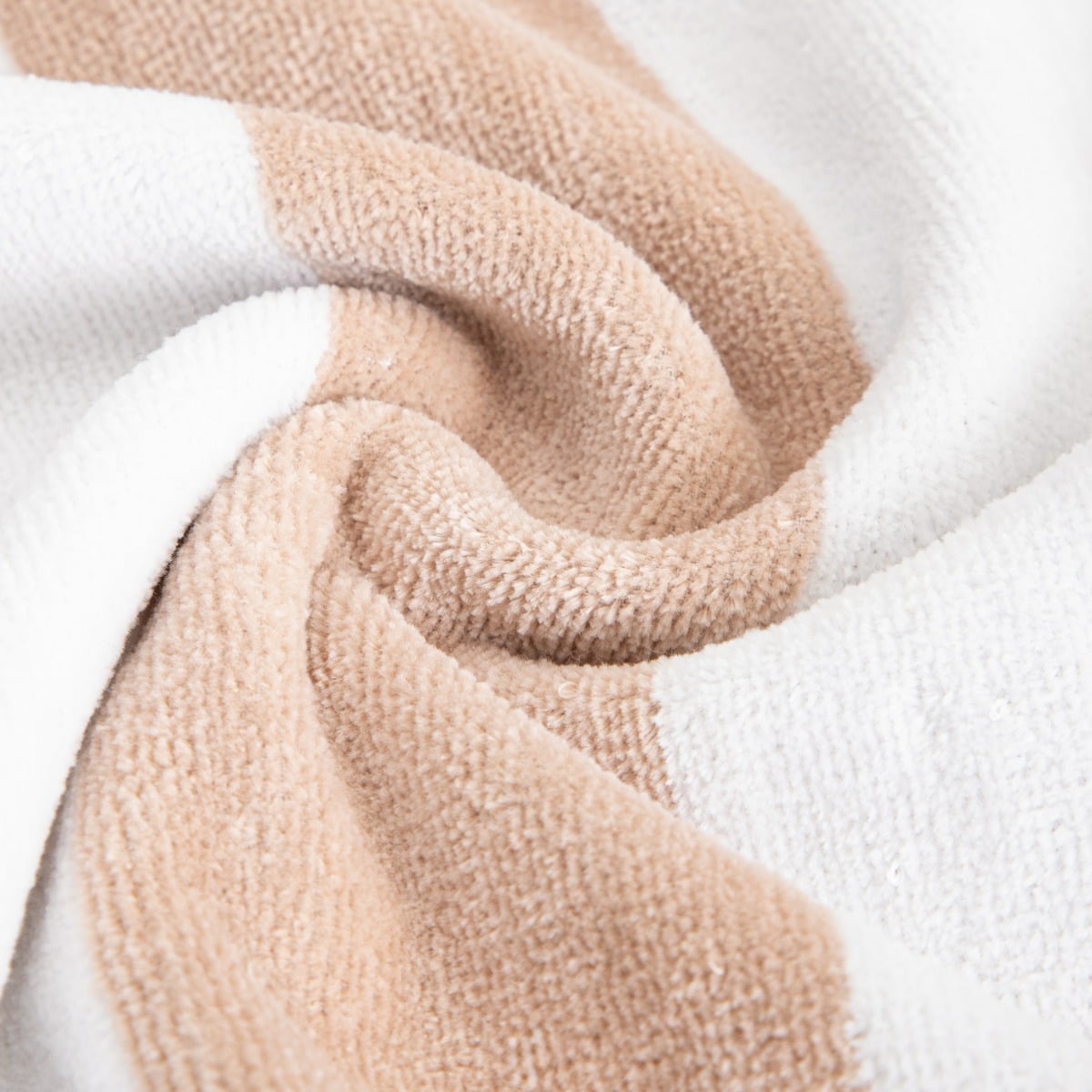 LAWENA White and Beige Striped Cotton Towel 100x150 cm