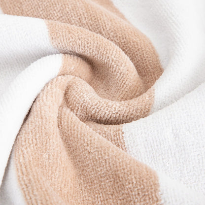 LAWENA White and Beige Striped Cotton Towel 100x150 cm