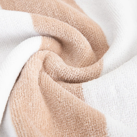 LAWENA White and Beige Striped Cotton Towel 100x150 cm