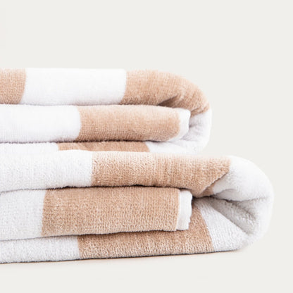 LAWENA White and Beige Striped Cotton Towel 100x150 cm