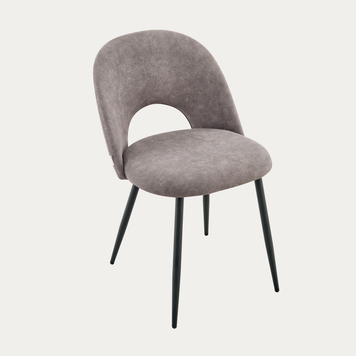 TRIVIO Grey Fabric Chair with Black Metal Legs