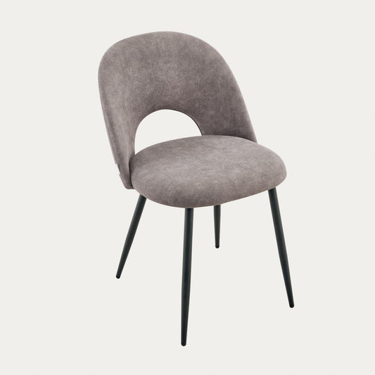 TRIVIO Grey Fabric Chair with Black Metal Legs