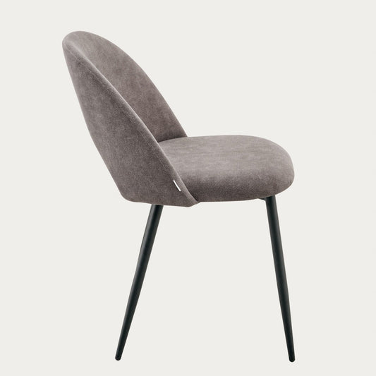 TRIVIO Grey Fabric Chair with Black Metal Legs