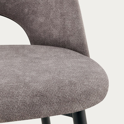 TRIVIO Grey Fabric Chair with Black Metal Legs