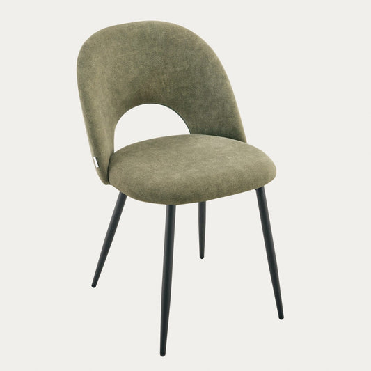 TRIVIO Green Fabric Chair with Black Metal Legs