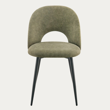 TRIVIO Green Fabric Chair with Black Metal Legs