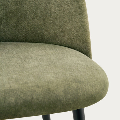 FIORA Green Fabric Chair with Metal Legs