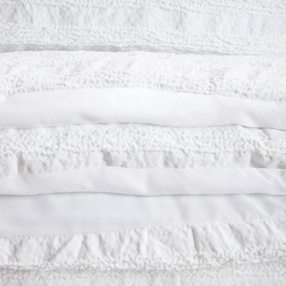 REYA White Microfibre Bedding Set with Decorative Texture