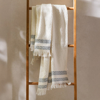 ROSOP Boho Towel with Navy Blue Stripes 70x130 cm