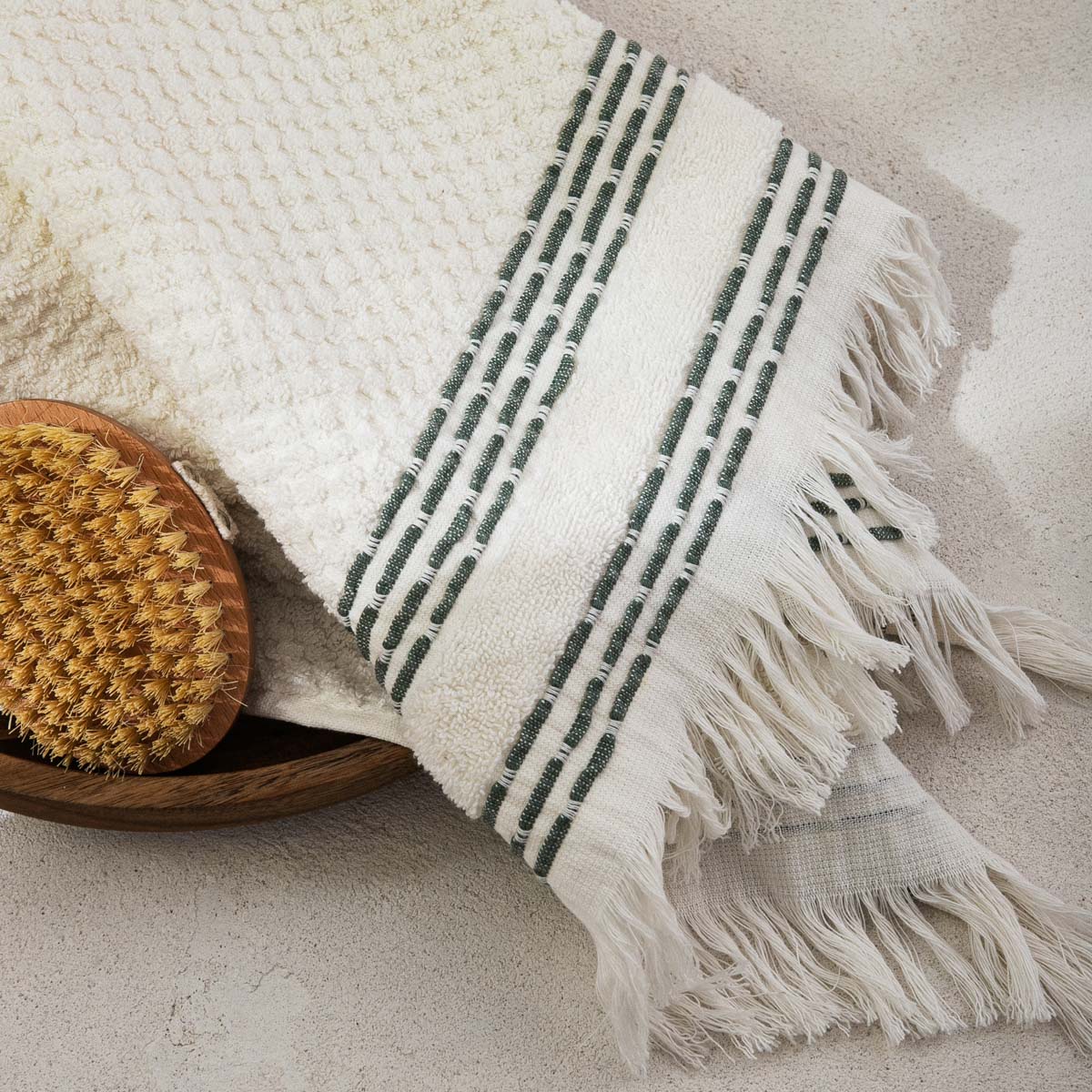ROSOP Boho Towel with Pistachio Stripes 50x90 cm