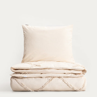 Delia Washed Cotton Beige Duvet Cover Set 160x200 cm