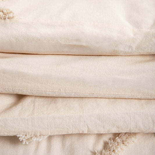 Delia Washed Cotton Beige Duvet Cover Set 160x200 cm