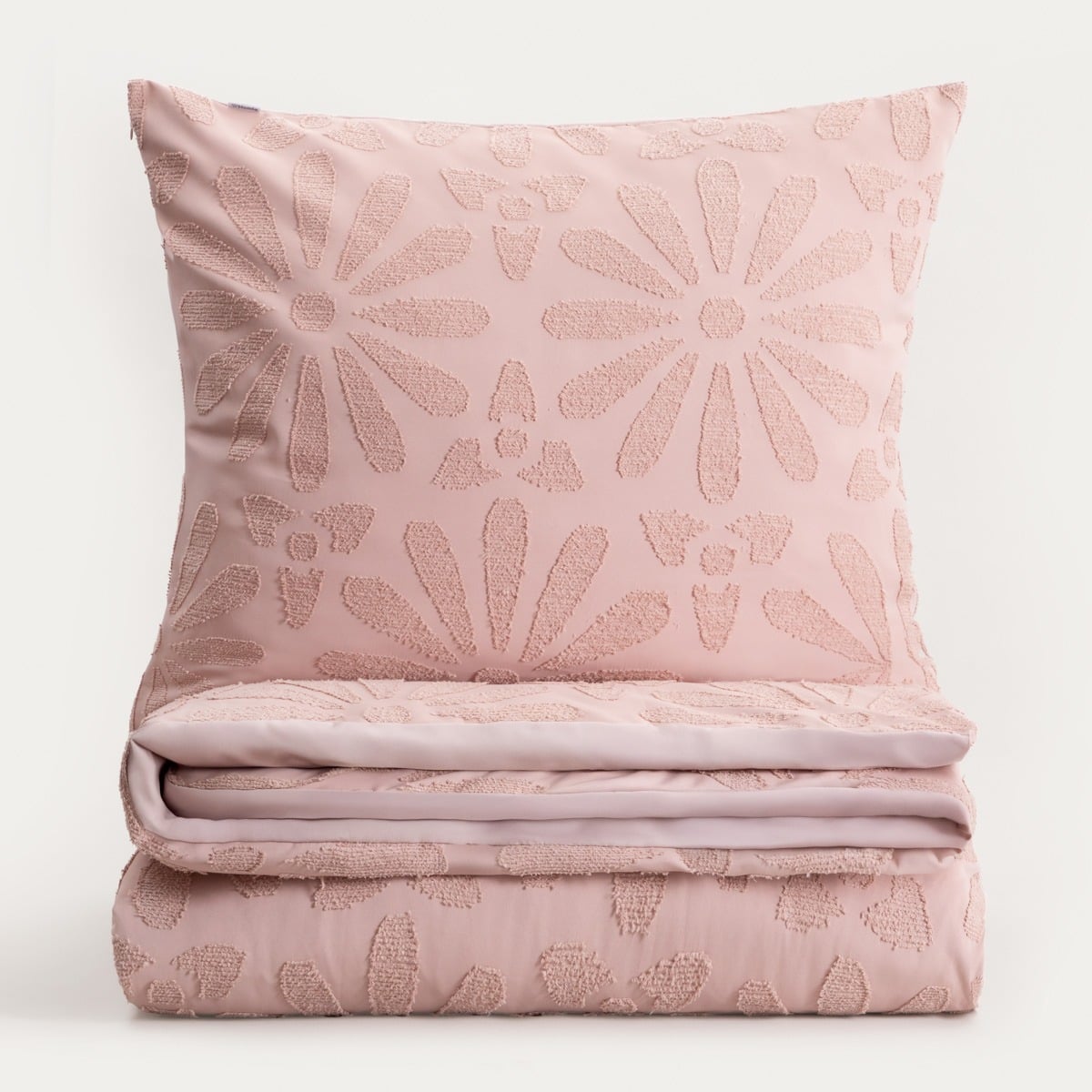 SILVA Microfibre Bedding Set with Floral Stitching Pink 140x200 cm