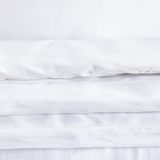 BAMSA Plain Bamboo Satin White Bedding Set 160x200 cm