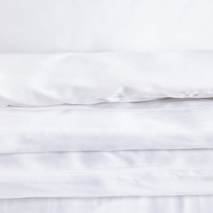 BAMSA Smooth Bamboo Satin White Bedding Set 220x200 + 2x50x60 cm