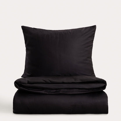 BAMSA Smooth Bamboo Satin Black Bedding Set 160x200 cm