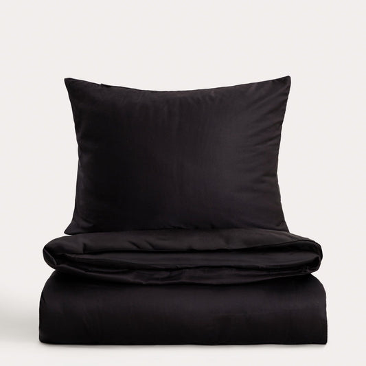 BAMSA Smooth Bamboo Satin Black Bedding Set 160x200 cm