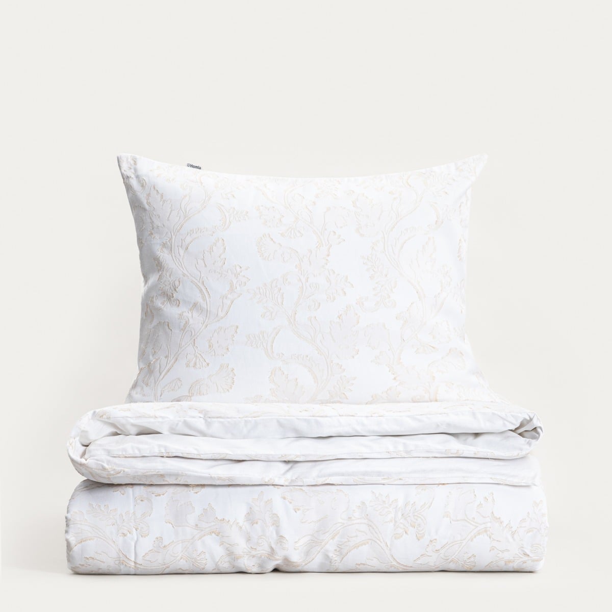 JAKAD Cotton Jacquard Bedding Set White and Beige 160x200 cm