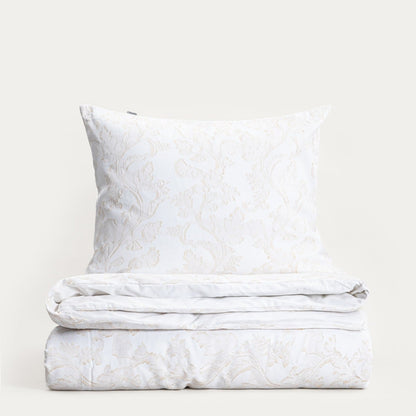 JAKAD Cotton Jacquard Bedding Set White and Beige 220x200 cm