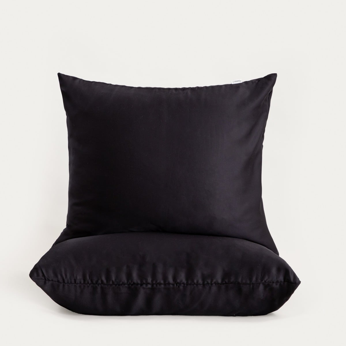 Set of Two BAMSA Bamboo Satin Black Pillowcases 70x80 cm