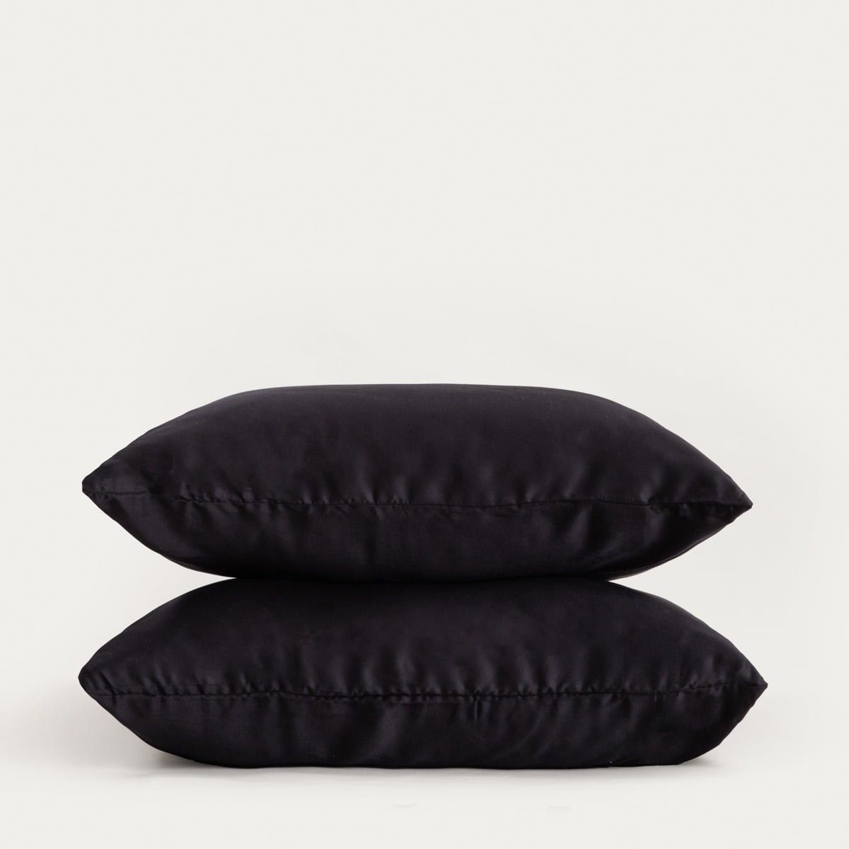 Set of Two BAMSA Bamboo Satin Black Pillowcases 70x80 cm