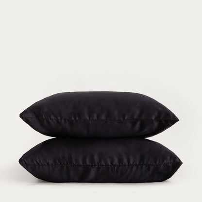 Set of Two BAMSA Bamboo Satin Black Pillowcases 70x80 cm