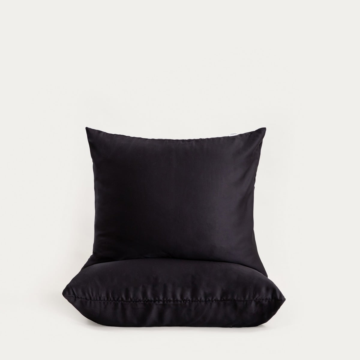 Set of Two BAMSA Babus Satin Black Pillowcases 50x60 cm