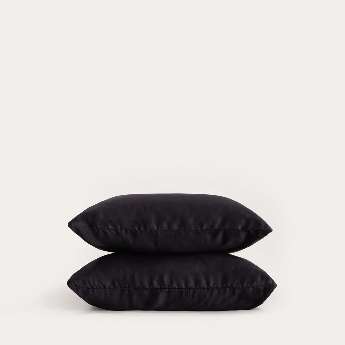 Set of Two BAMSA Babus Satin Black Pillowcases 50x60 cm