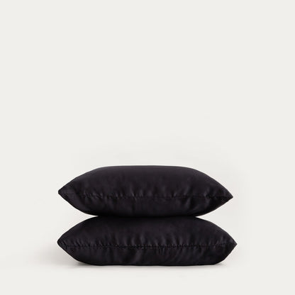 Set of Two BAMSA Babus Satin Black Pillowcases 50x60 cm