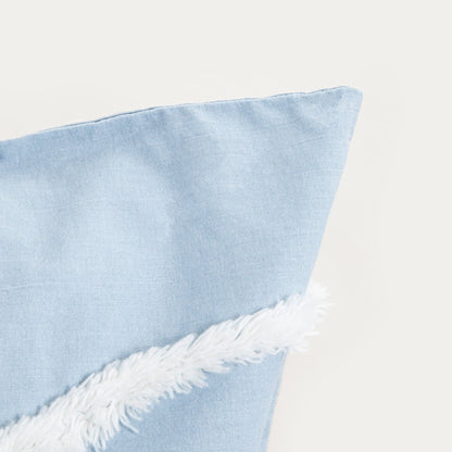 Delia Blue Cotton Bedding Set with Wave Stitching 160x200 + 2x50x60 cm