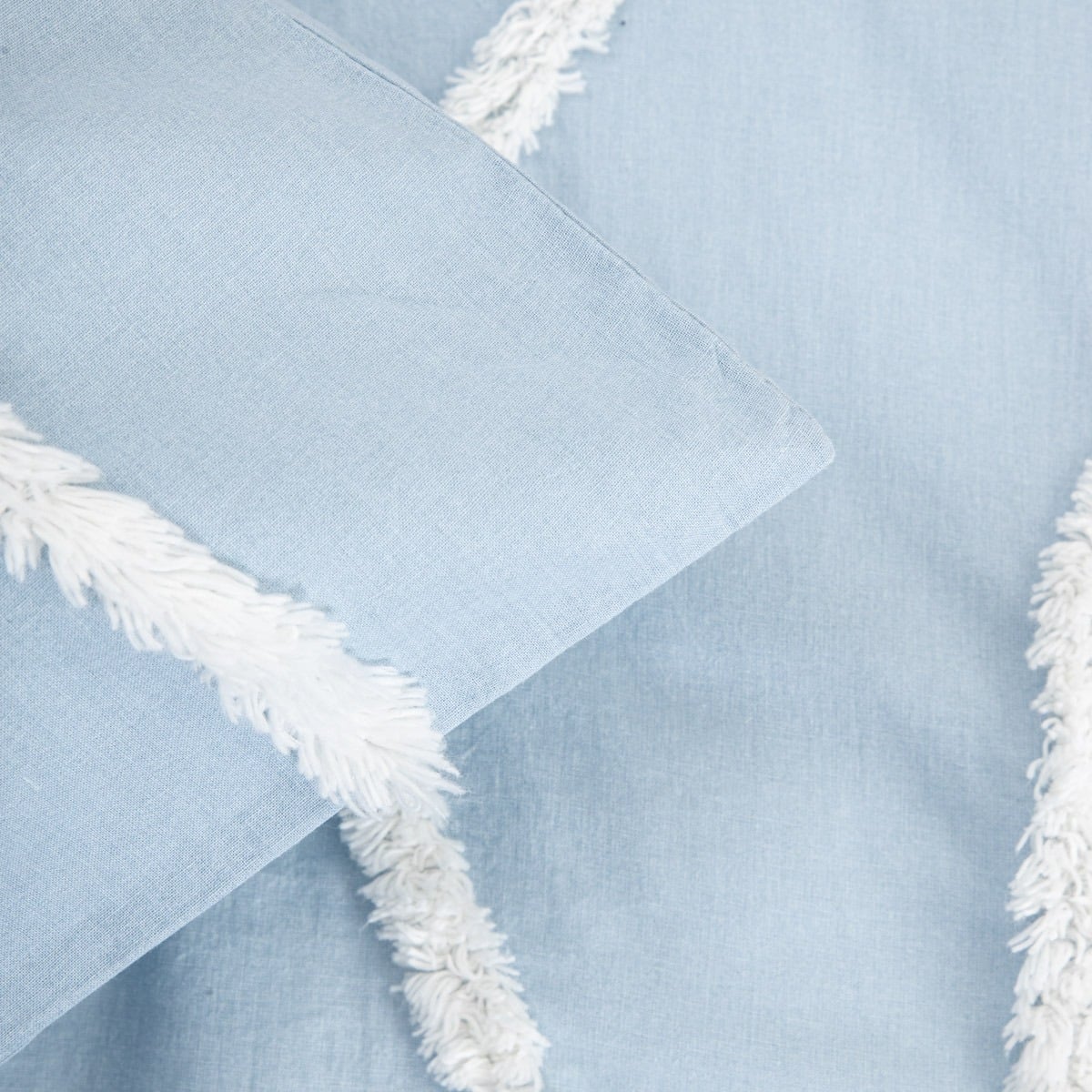Delia Blue Cotton Bedding Set with Wave Stitching 160x200 + 2x50x60 cm