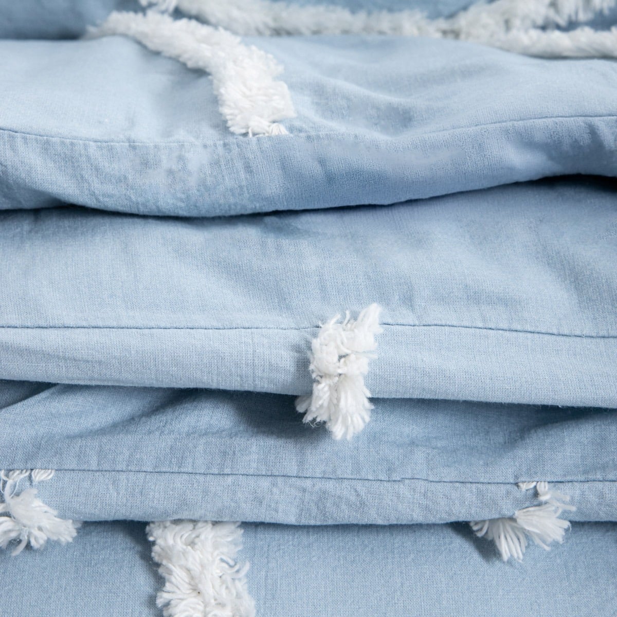 Delia Blue Cotton Bedding Set with Wave Stitching 220x200 cm