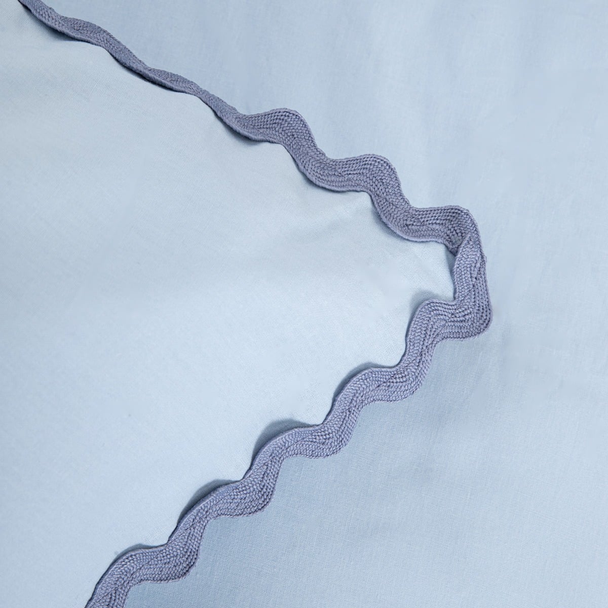 VELA Blue Cotton Bedding Set with Decorative Piping 160x200 cm