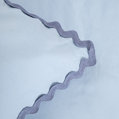 VELA Blue Cotton Bedding Set with Decorative Piping 160x200 cm