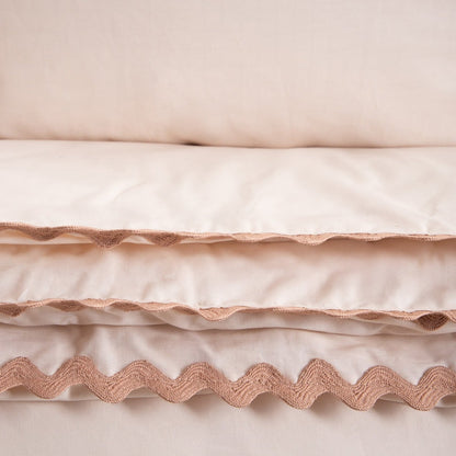 VELA Beige Cotton Bedding Set with Decorative Piping 160x200 cm