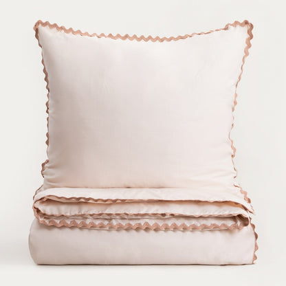 VELA Cotton Bedding Set Beige with Decorative Piping 220x200 cm