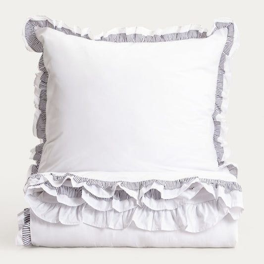 TESSIA Cotton Duvet Set with Double Frill 160x200 cm