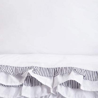 TESSIA Cotton Duvet Set with Double Frill 160x200 cm