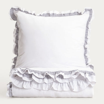 TESSIA Cotton Bedding Set with Double Frill 220x200 + 2x70x80 cm