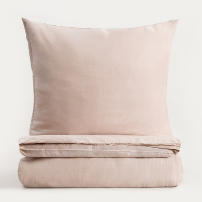 AVELIA Beige Viscose-Blend Satin Bedding Set 160x200 + 2 Pillowcases