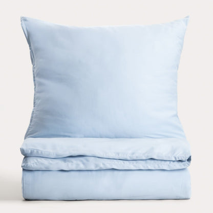 AVELIA Blue Viscose-Blend Satin Bedding Set 140x200 + 70x80 cm