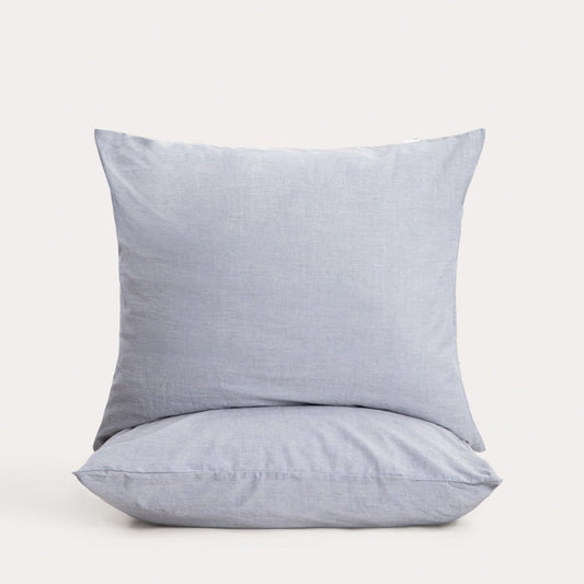 Set of Two GOSSY Cotton Pillowcases in Dyed Blue Threads