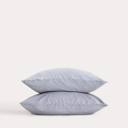 Set of Two GOSSY Cotton Pillowcases in Dyed Blue Threads