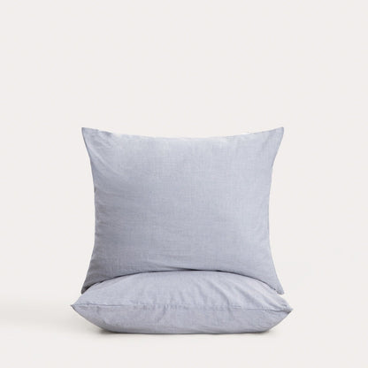 Set of Two GOSSY Cotton Pillowcases in Dyed Blue Threads