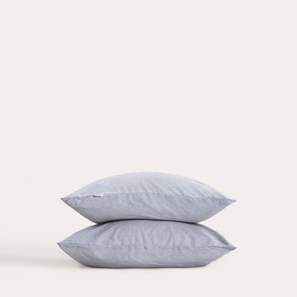 Set of Two GOSSY Cotton Pillowcases in Dyed Blue Threads